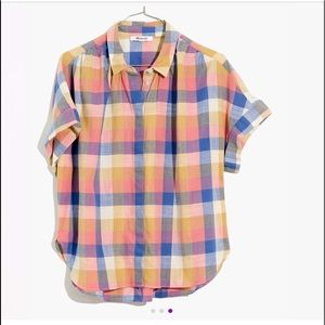 NWT Madewell Plaid Hilltop Cropped Shirt L